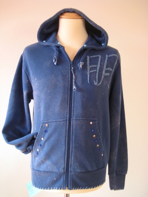 Blaue bestickte Sweat-jacke